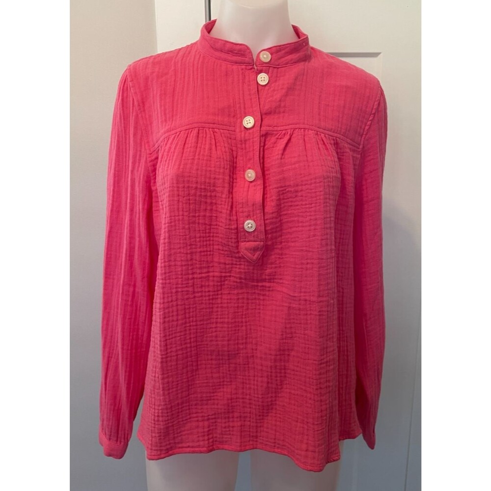 J CREW Womens TOP Long Sleeve PINK Popover Gauze Size M  NWT